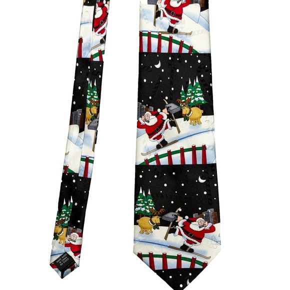 Hallmark Other - Yule Tie Greetings Santa With Brief Case & Cell Phone Silk Tie by Hallmark